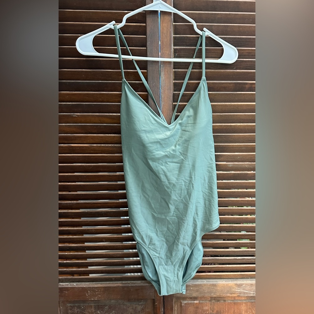 Aerie Olive Green Tie-Back Swimsuit, size L
